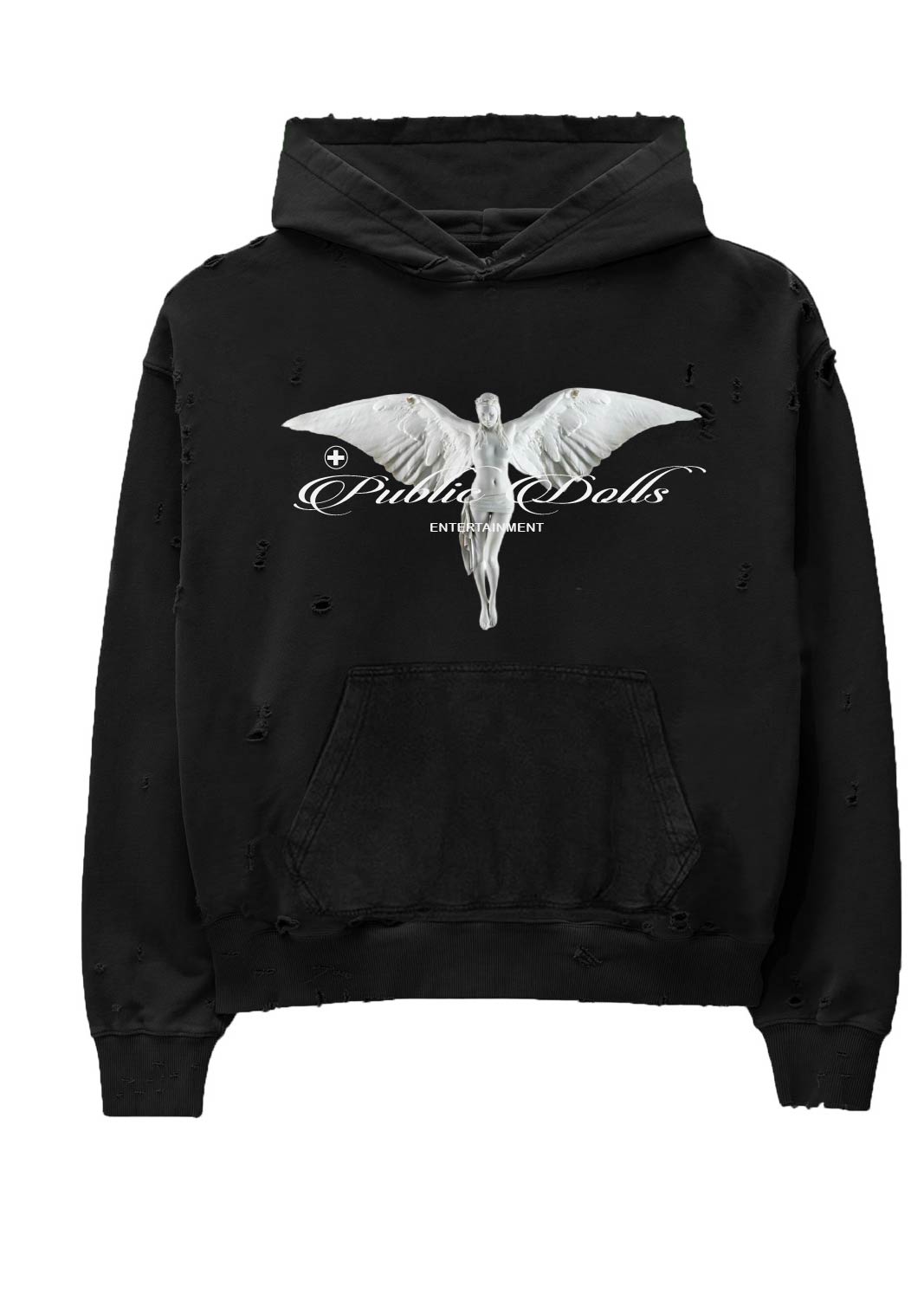SAINT DISTRESSED BLACK HOODIE