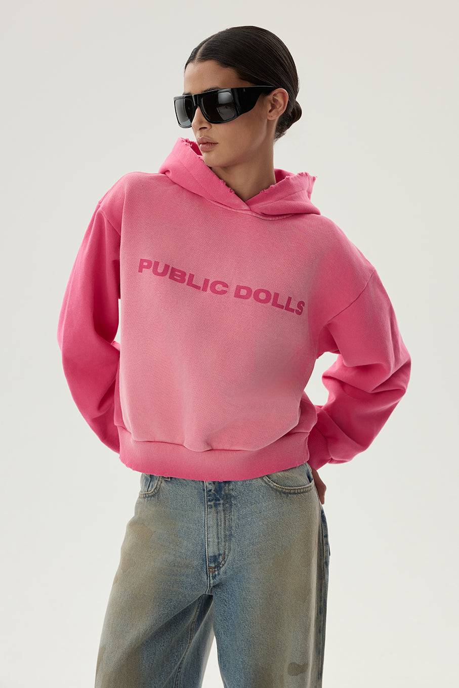 HYSTERIC DISTRESSED PINK HOODIE PLAIN 07